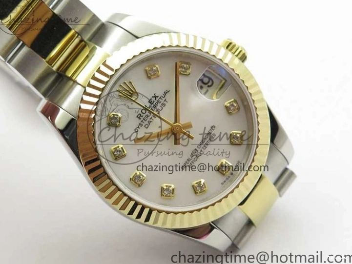 MiroTime 0520 ModernLook Datejust 31mm 278273 SS YG BP Maker Best Edition White MOP Diamonds Dial on SS YG Oyster Bracelet 2723